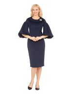 Giovanna Scuba Shift Dress w/ Portrait Collar&Ballon Slv, Style D1695