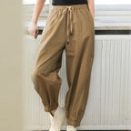 Khaki Stylish Ankle Length Pants with Pockets for Women