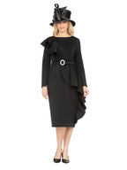 Giovanna Scuba Belted Shift Drs w/ Rfls and Faux Pearls, Style DP2420