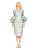 Giovanna Brocade Shift-kjole med overdrevne ballonærmer, stil DP2424