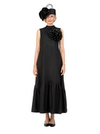 Giovanna Luxury Flare Dress with Handcrafted Floral Detail, Style DP2457