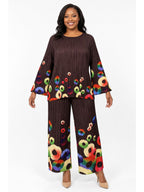 Giovanna Pleated Abstract Circle Print 2pc Pants Set, Style DP2467