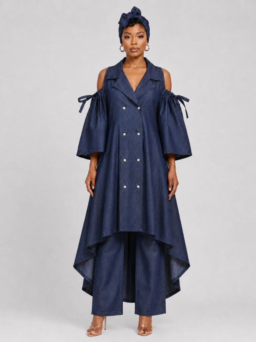 Amanat Denim Dress with Head Wrap