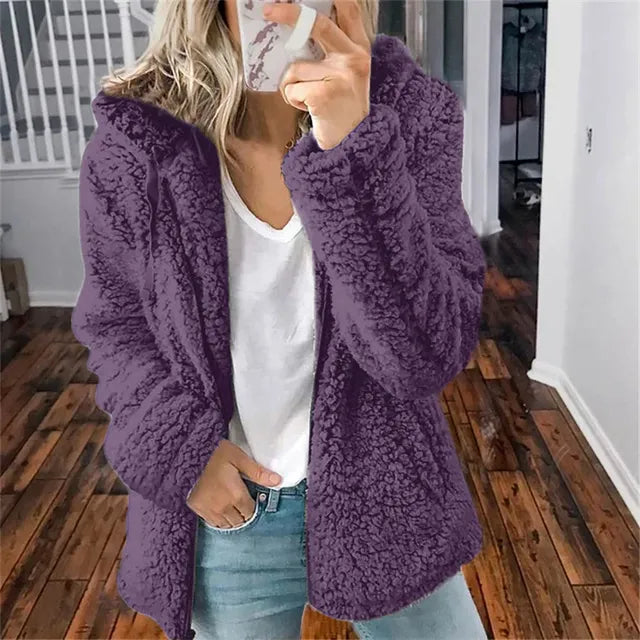 Women's Plus Size Fleece Hoodie Cardigan for Winter