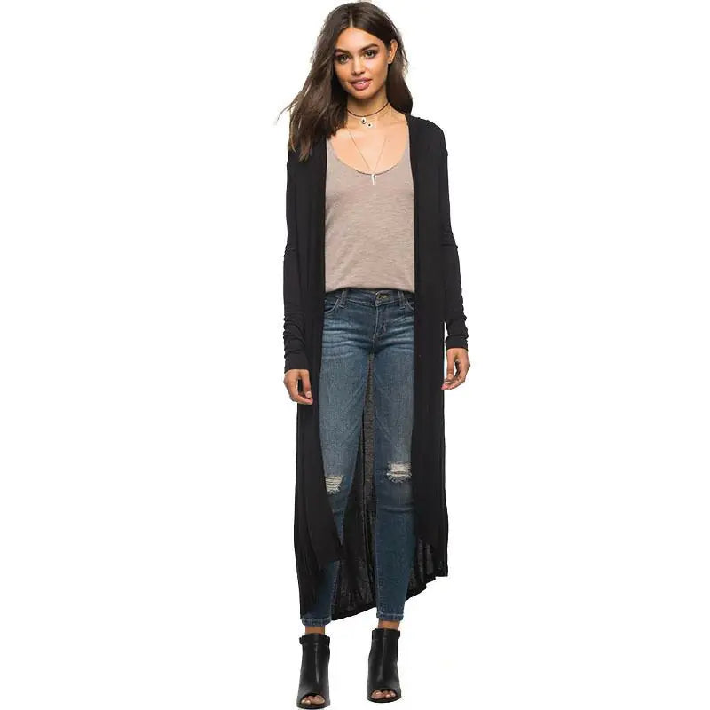 Long Sleeve Hooded Long Thin Coat