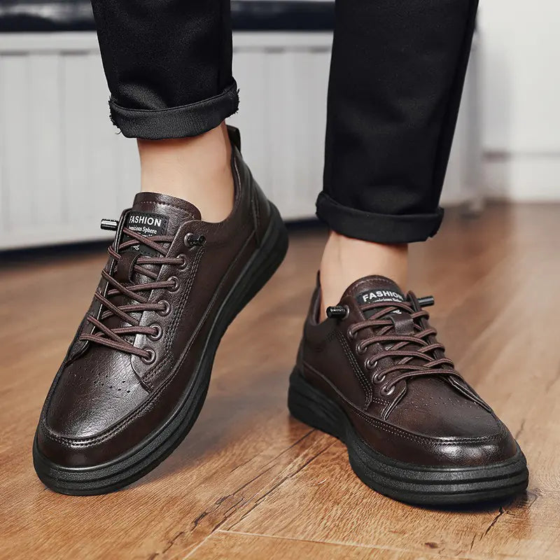 Men's Casual Leather Sneakers and Work Shoes