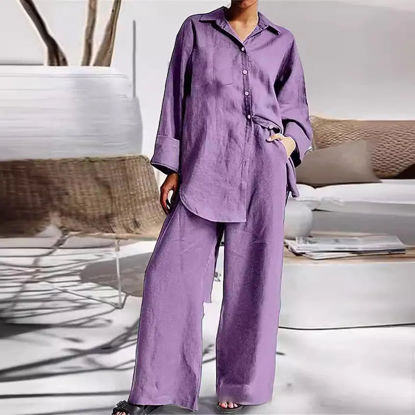 Spring Women's Loose Shirt & Pants Set