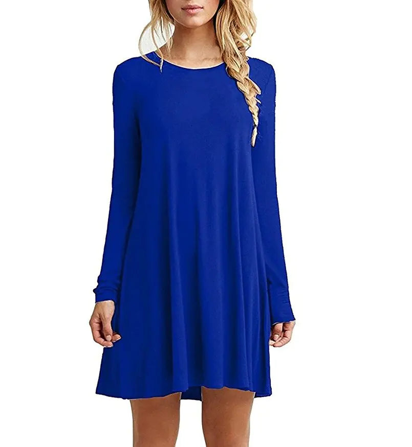 2020 Fall Winter Color Block Long Sleeve Dress (16 Colors)