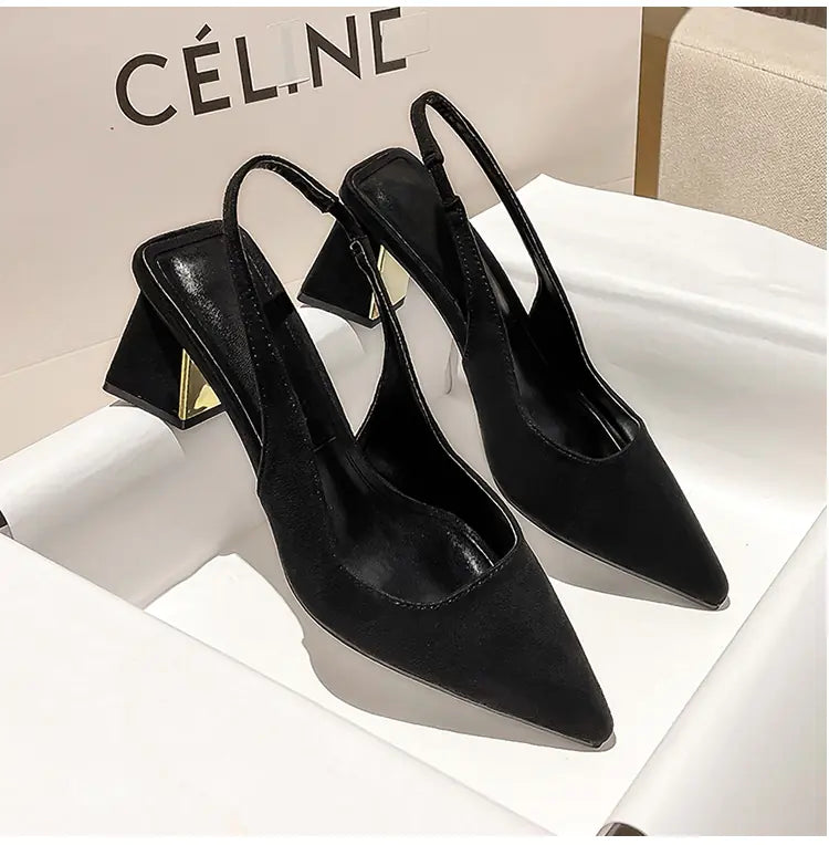 Elegant Women's Slingback Pointed Toe Block Heels