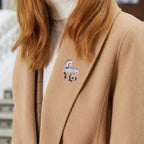 Creative Unicorn Brooch with Alloy and Gemstones