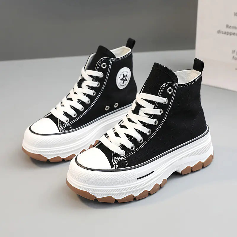Women's High-Top Canvas Shoes - Breathable & Stylish