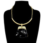 Bold Geometric Plate Pendant Accent Statement Necklace