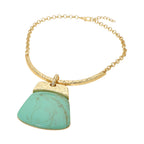 Bold Geometric Plate Pendant Accent Statement Necklace