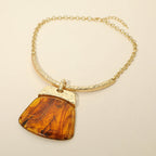 Bold Geometric Plate Pendant Accent Statement Necklace