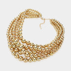 Metal Ball Multi Strand Bib Necklace