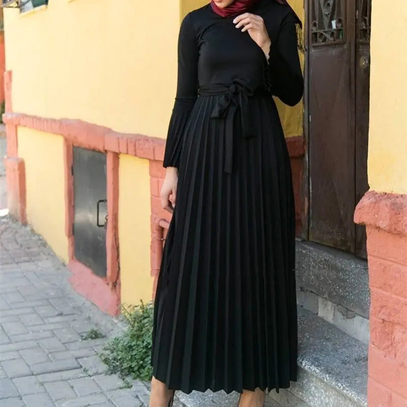 Chic Pleated Fashion Knitted Cotton Pleated Dress