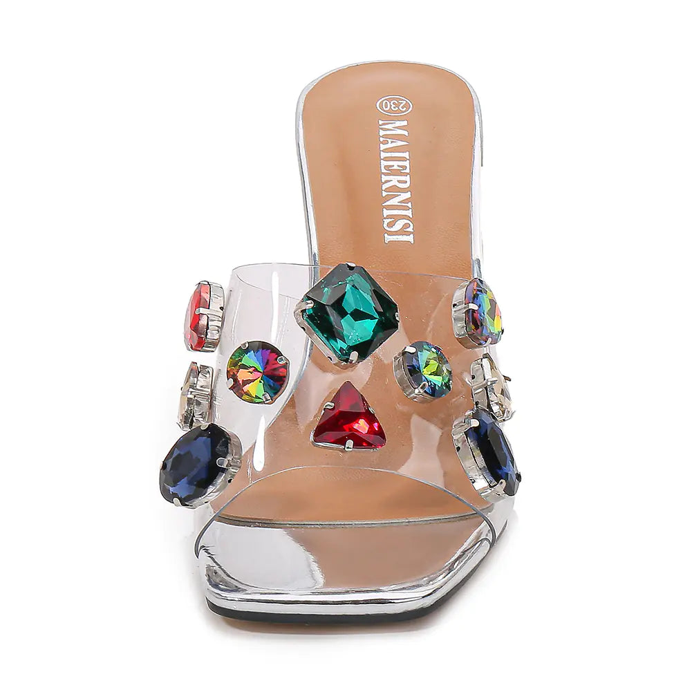 Sparkle Summer Heels With Glass Colored Diamonds