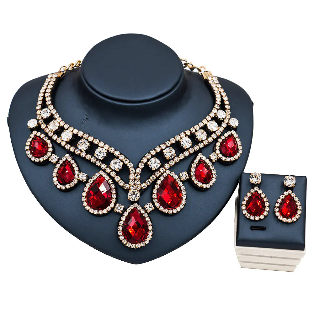 Vibrant Royalty - Colorful Exaggerated Necklace and Earring Set Made for a Queen