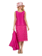 3pc Peplum Jkt&Scallop Shape Lace Skt Suit-Plus