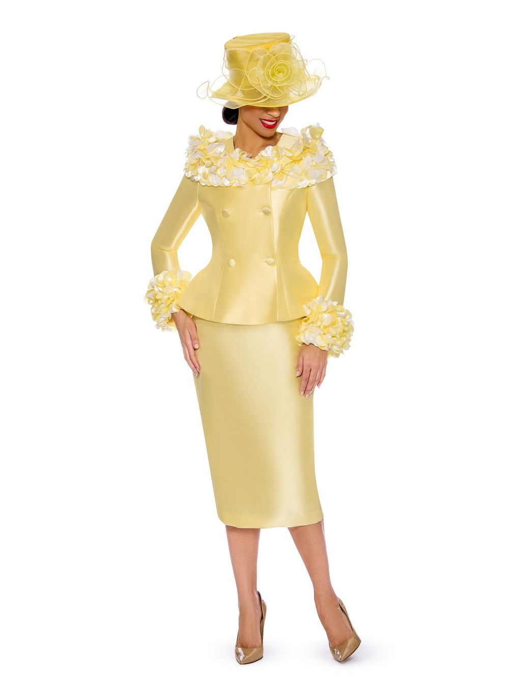 2pc Dbl-brstd Suit w/ Floating Flower Petals-Plus