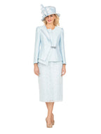 2pc Silky Twill Jkt + Sequined Lace Skirt Suit
