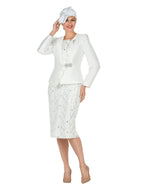 2pc Silky Twill Jkt + Sequined Lace Skirt Suit