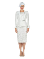 2pc Silky Twill Jkt + Sequined Lace Skirt Suit