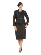 Giovanna 3pc Floral Print Brocade Peplum Jkt Skt Suit-Plus, Style G1154W