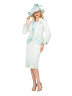 Giovanna 3pc Floral Print Brocade Peplum Jkt Skt Suit-Plus, Style G1154W