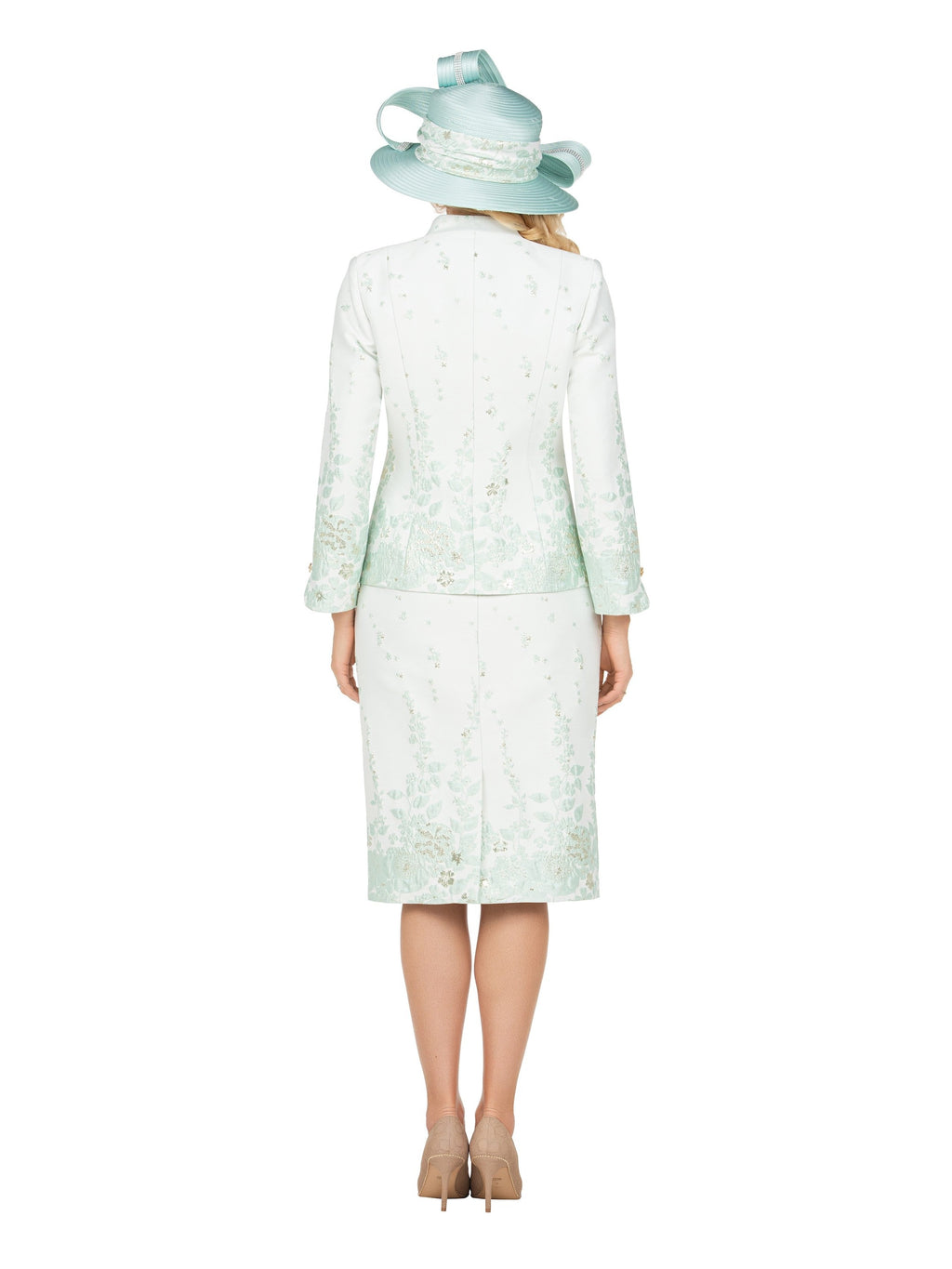 Giovanna 3pc Floral Print Brocade Peplum Jkt Skt Suit-Plus, Style G1154W