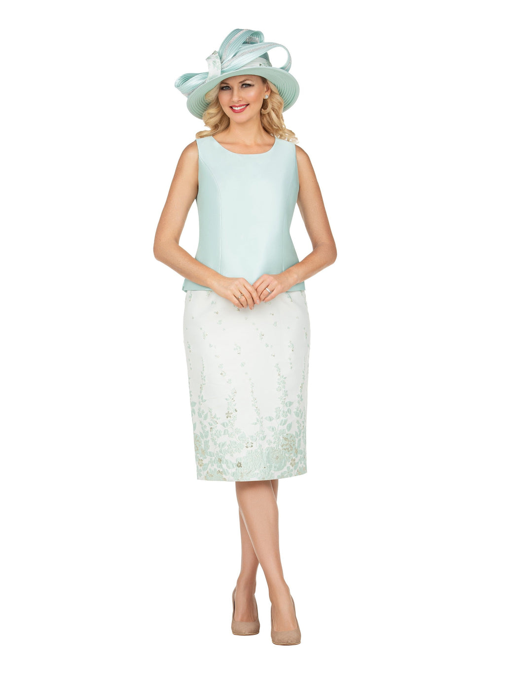 Giovanna 3pc Floral Print Brocade Peplum Jkt Skt Suit-Plus, Style G1154W
