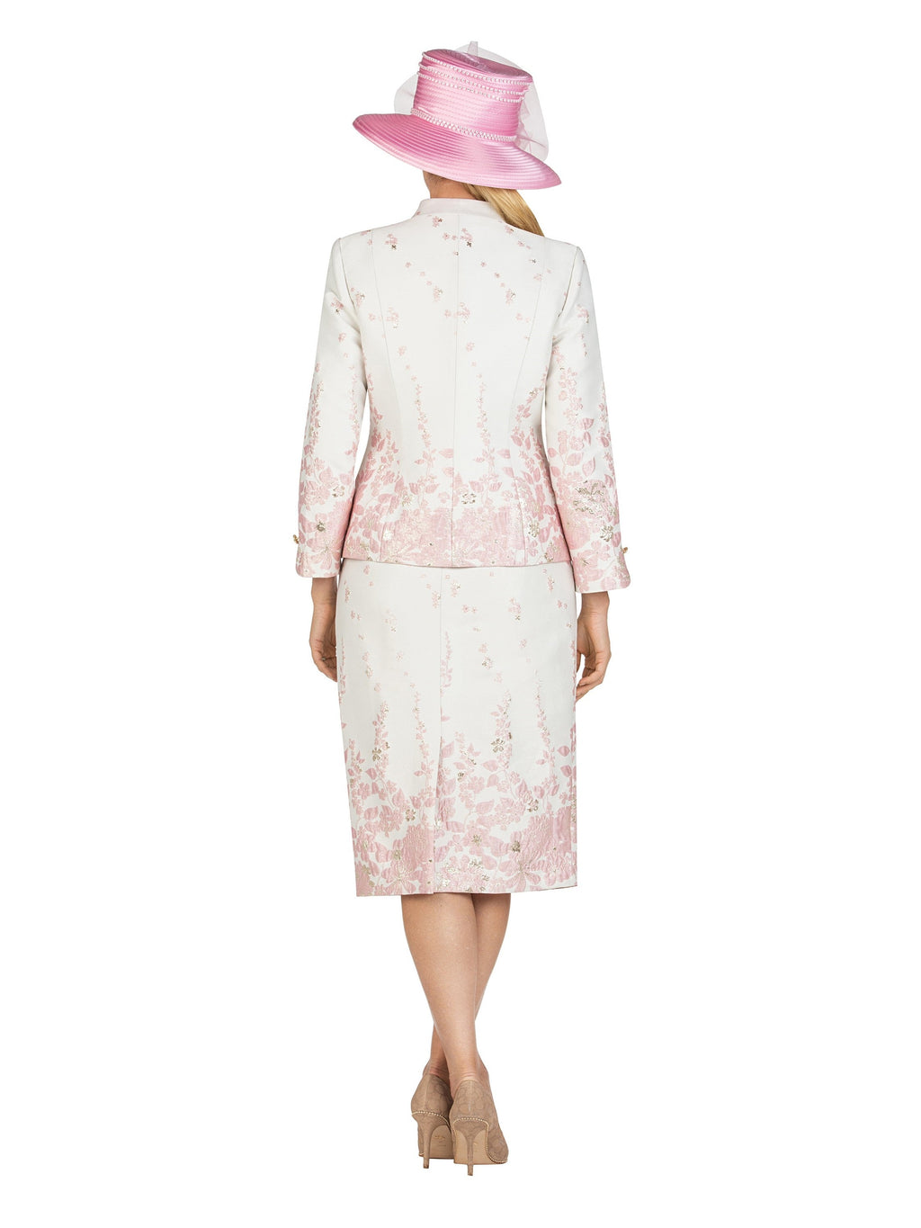 Giovanna 3pc Floral Print Brocade Peplum Jkt Skt Suit-Plus, Style G1154W