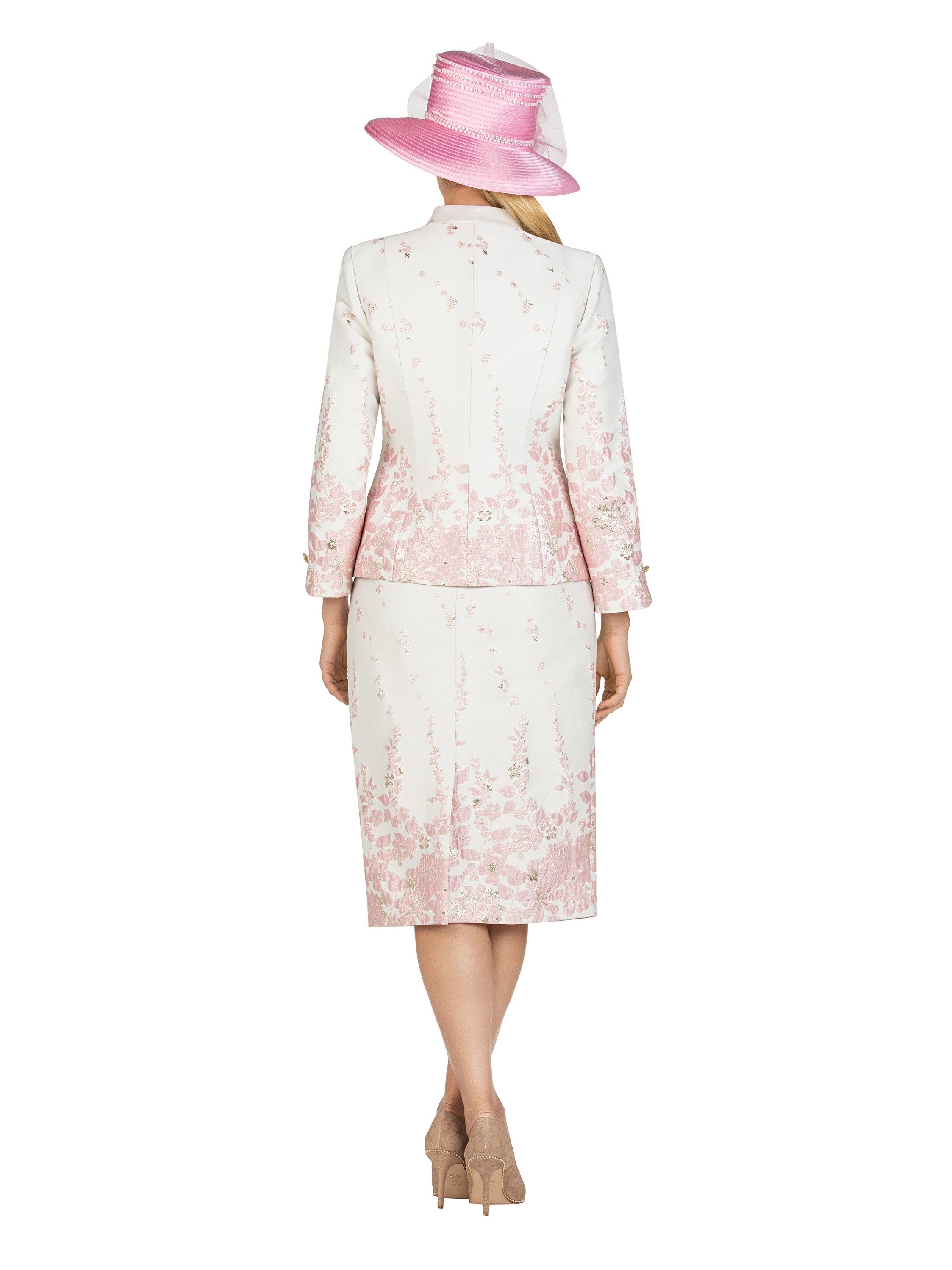 Giovanna 3pc Floral Print Brocade Peplum Jkt Skt Suit-Plus, Style G1154W