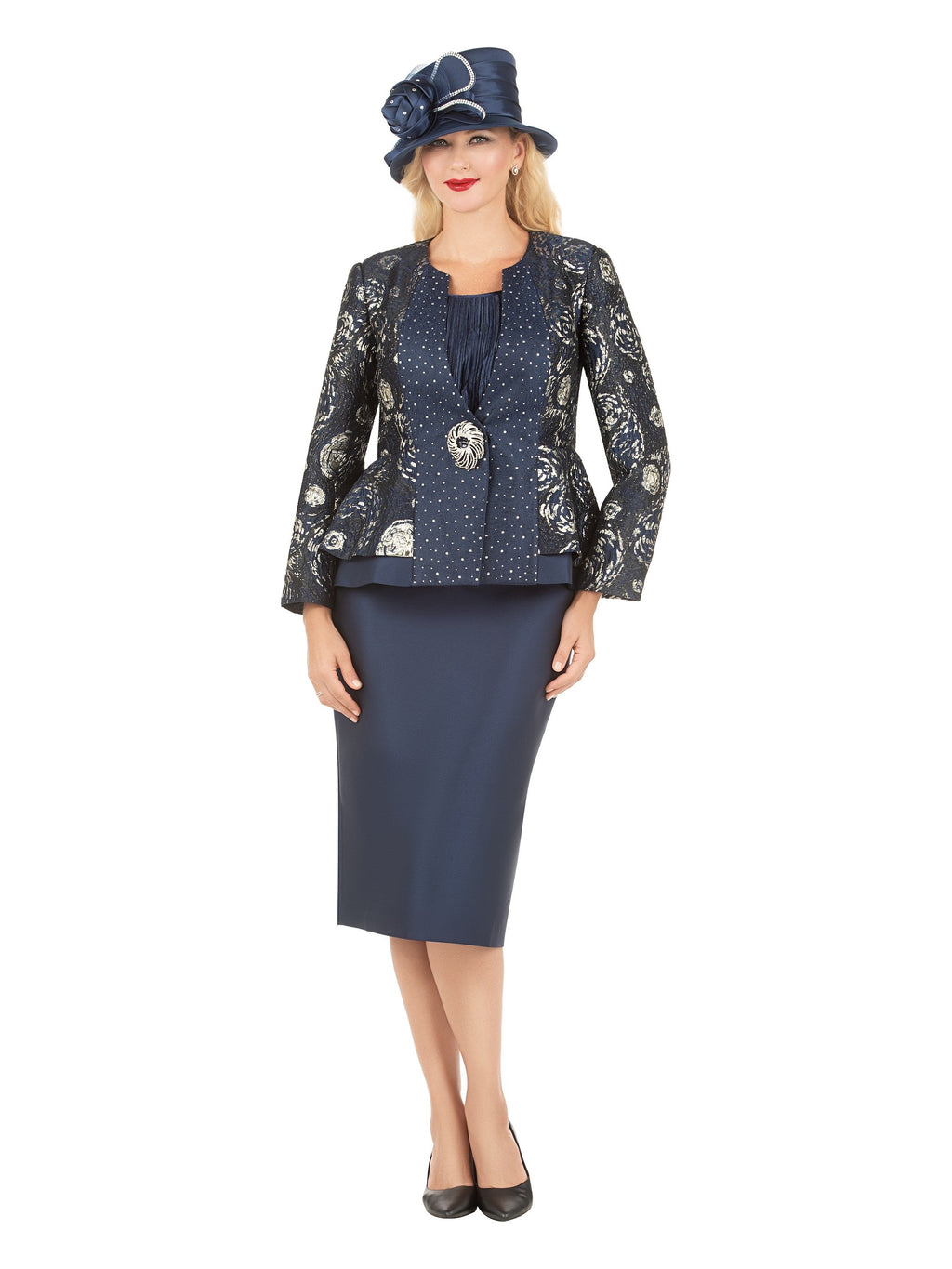 Giovanna 3pc Brocade&Crkl Satin Peplum Skt Suit-Plus, Style G1181W