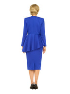 Giovanna 2pc Scuba Stoned Uneven Peplum Jkt+Skt Suit, Style G1183