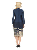 3pc Silk Twill/Lace Combo Two-tone Skirt Suit