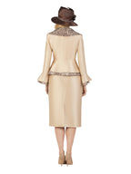 2pc Shawl Collar Uneven Jkt Sweep Skt Suit-Plus