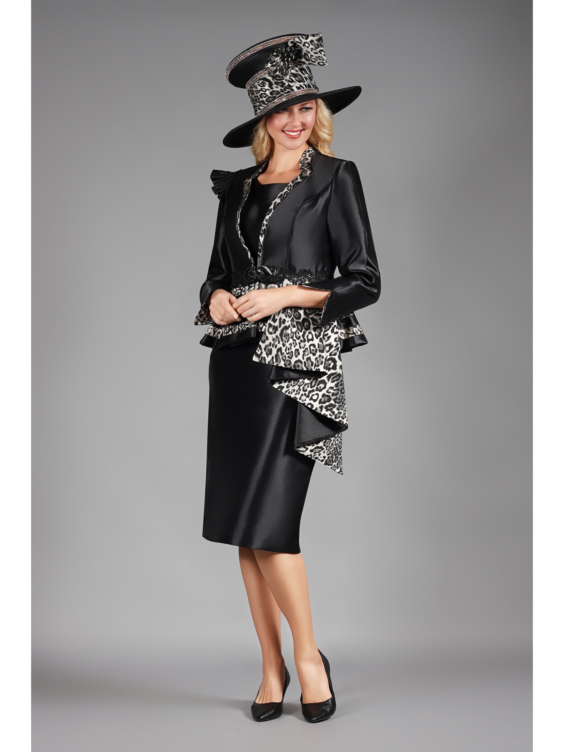 Giovanna 2pc Silky Twl Uneven Jkt Skt Suit w/ Lc&Lpd Brcd, Style G1213