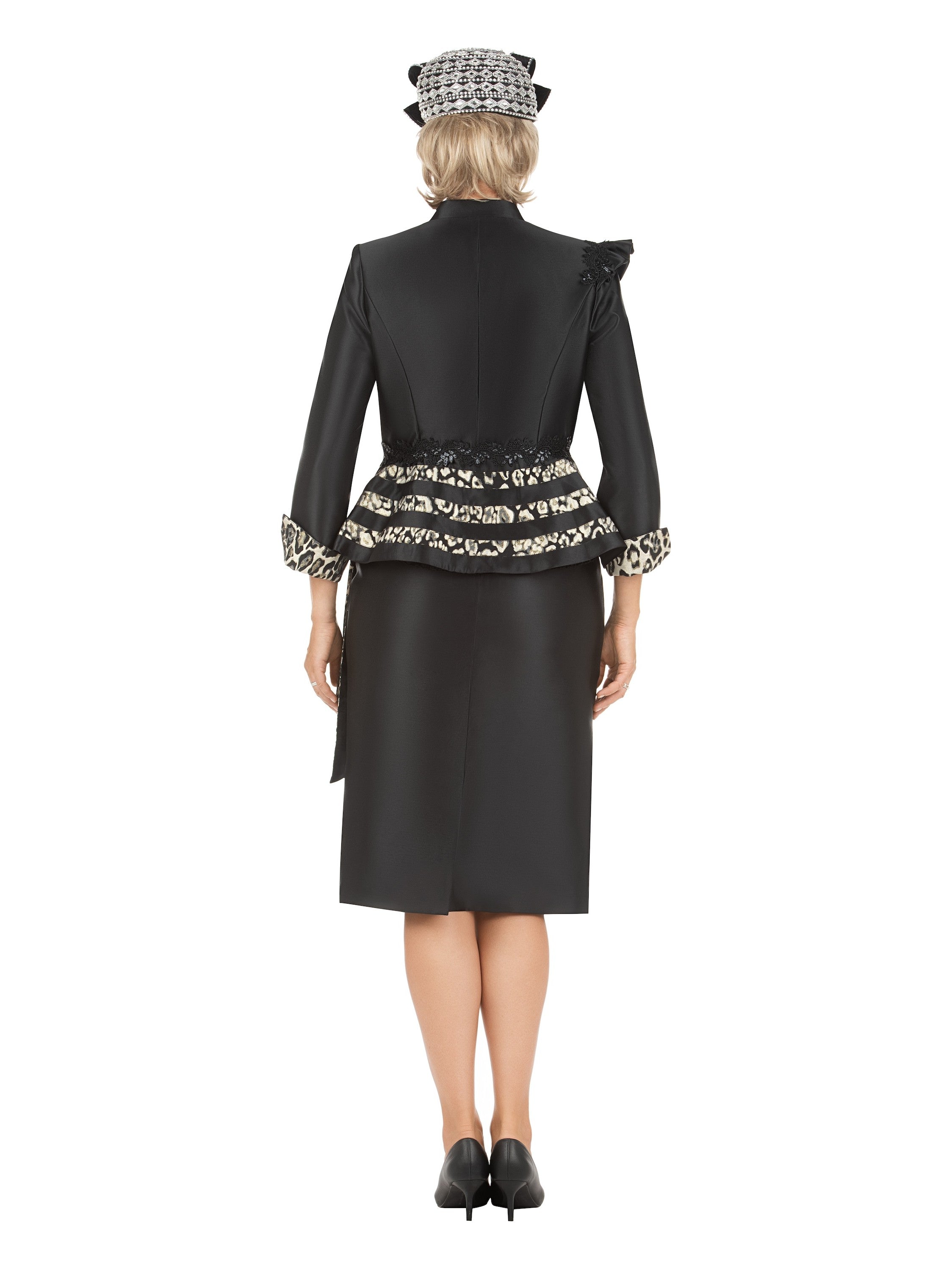 Giovanna 2pc Silky Twl Uneven Jkt Skt Suit w/ Lc&Lpd Brcd, Style G1213