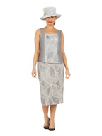 Giovanna 3pc Geometric Ptn Brcd Skt Suit w/ Stones, Style G1214
