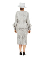 Giovanna 3pc Geometric Ptn Brcd Skt Suit w/ Stones, Style G1214
