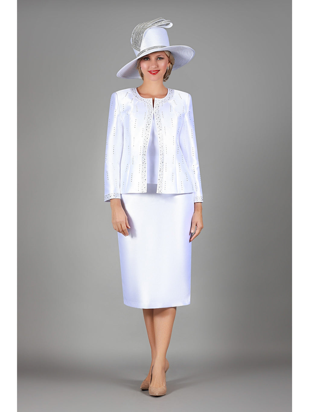 Giovanna 3pc Silky Twill Skt Suit w/ Meteoric Stones-Plus, Style G1227W