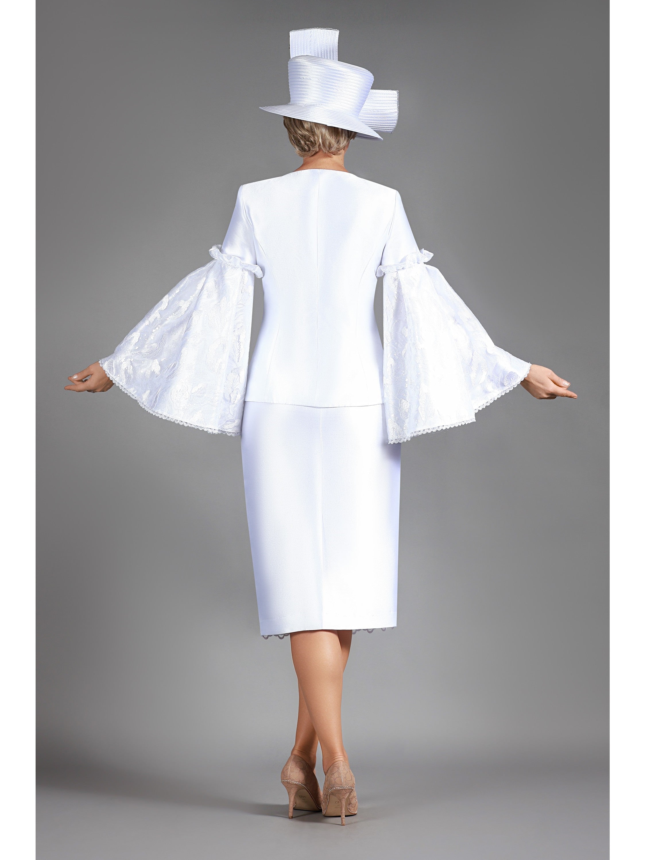 Giovanna 2pc Bell Slv Seq Lace&Silky Twill Skirt Suit-Plus, Style G1304W