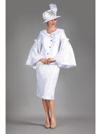 Giovanna 2pc Bell Slv Sequined Lace&Silky Twill Skirt Suit, Style G1304