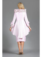 Giovanna 2pc Uneven Jkt Swp 2-tone Lace Trimmed Skirt Suit, Style G1305