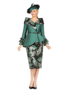 Giovanna 2pc Silky Twill &Jacquard Combo Skirt Suit-Plus, Style G1312W