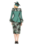 Giovanna 2pc Silky Twill &Jacquard Combo Skirt Suit-Plus, Style G1312W