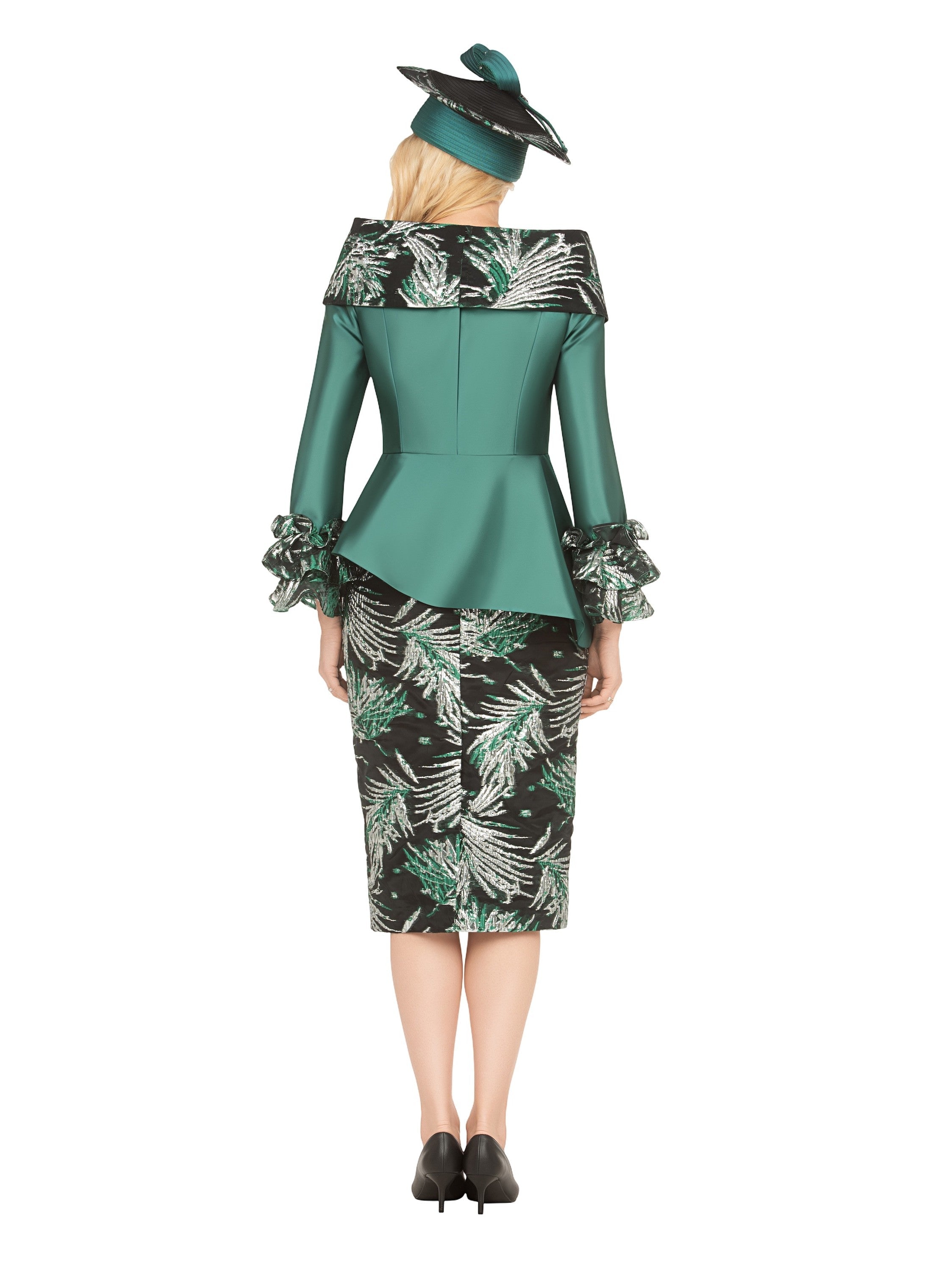 Giovanna 2pc Silky Twill &Jacquard Combo Skirt Suit-Plus, Style G1312W