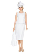 Giovanna 3pc Silky Twill Skt Suit w/ Cutouts & Stones-Plus, Style G1316W