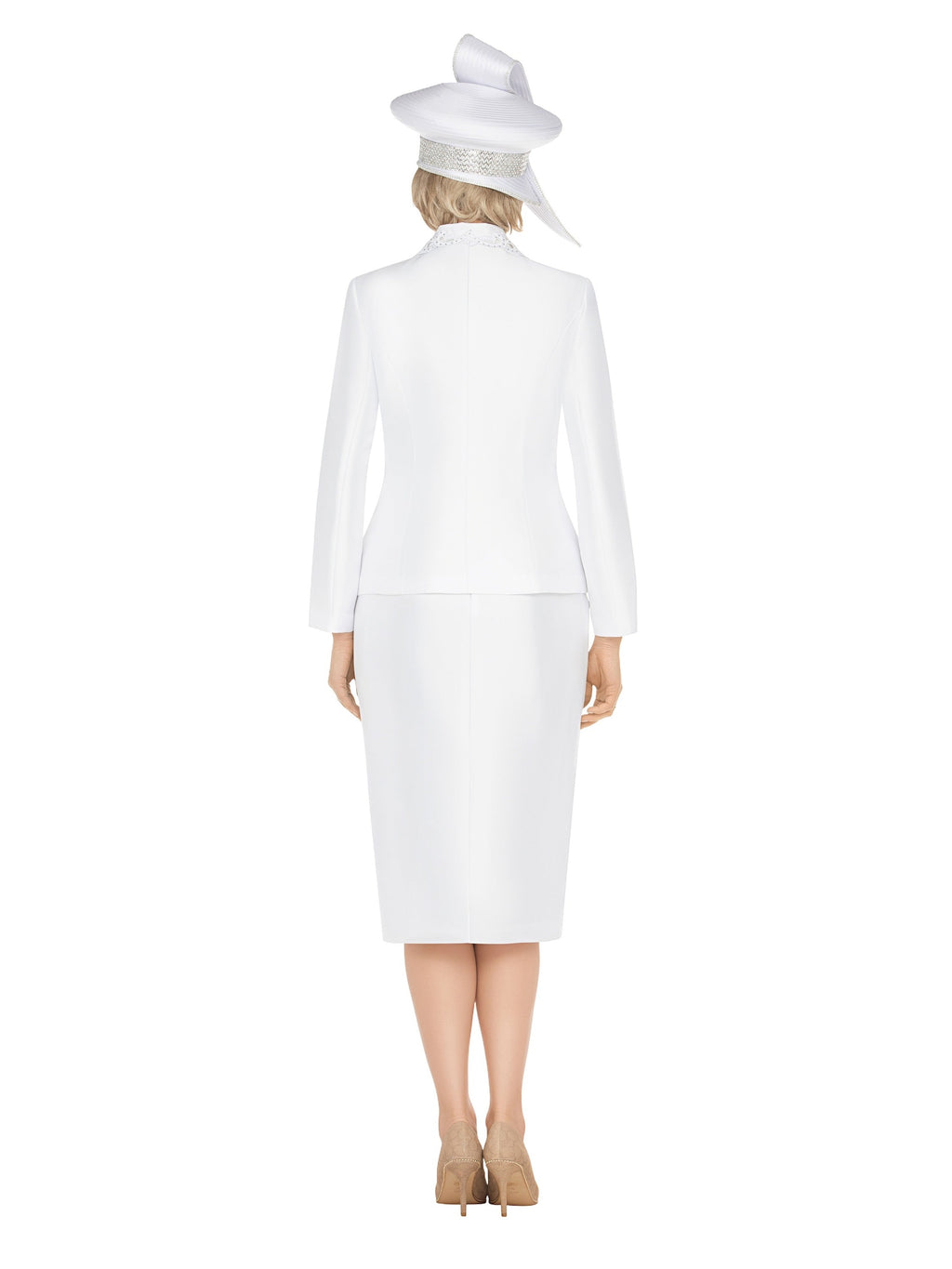 Giovanna 3pc Silky Twill Skt Suit w/ Cutouts & Stones-Plus, Style G1316W